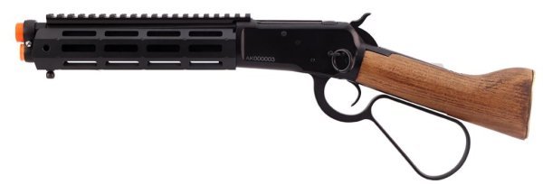 A&K GBBR M1873 WINCHESTER LEVER ACTION SHORT TYPE WITH M-LOCK RAIL AIRSOFT RIFLE WOOD & BLACK