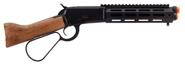 A&K GBBR M1873 WINCHESTER LEVER ACTION SHORT TYPE WITH M-LOCK RAIL AIRSOFT RIFLE WOOD & BLACK