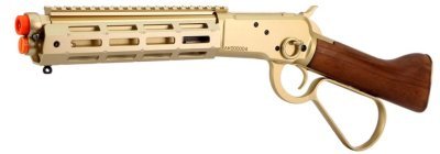 A&K GBBR M1873 WINCHESTER LEVER ACTION SHORT TYPE WITH M-LOCK RAIL AIRSOFT RIFLE WOOD & GOLD Arsenal Sports