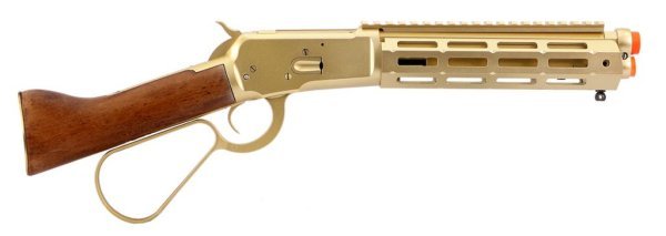 A&K GBBR M1873 WINCHESTER LEVER ACTION SHORT TYPE WITH M-LOCK RAIL AIRSOFT RIFLE WOOD & GOLD