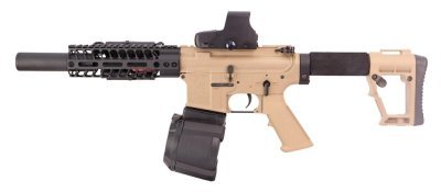 G&G AEG GR16 TR4 CQB-H WITH DRUM MAG BLOWBACK AIRSOFT RIFLE DESERT COMBO Arsenal Sports