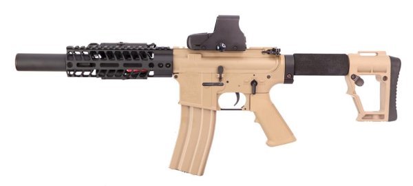 G&G AEG GR16 TR4 CQB-H WITH DRUM MAG BLOWBACK AIRSOFT RIFLE DESERT COMBO