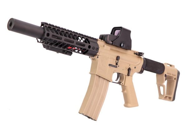 G&G AEG GR16 TR4 CQB-H WITH DRUM MAG BLOWBACK AIRSOFT RIFLE DESERT COMBO