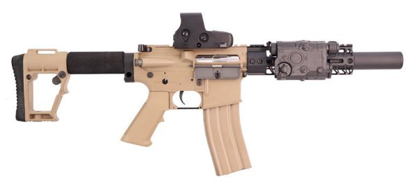 G&G AEG GR16 TR4 CQB-H WITH DRUM MAG BLOWBACK AIRSOFT RIFLE DESERT COMBO