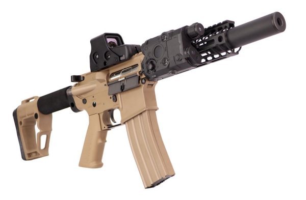 G&G AEG GR16 TR4 CQB-H WITH DRUM MAG BLOWBACK AIRSOFT RIFLE DESERT COMBO