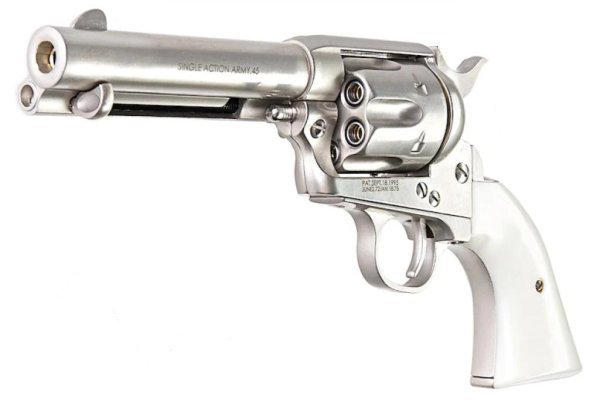 KINGARMS GBB SAA .45 PEACEMAKER SHORT AIRSOFT REVOLVER SILVER